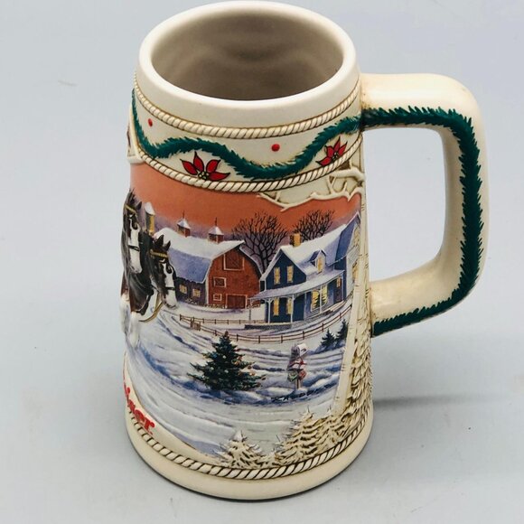 American Homestead Budweiser holiday stein 1996 made in 1995 7" tall READ - Picture 3 of 7